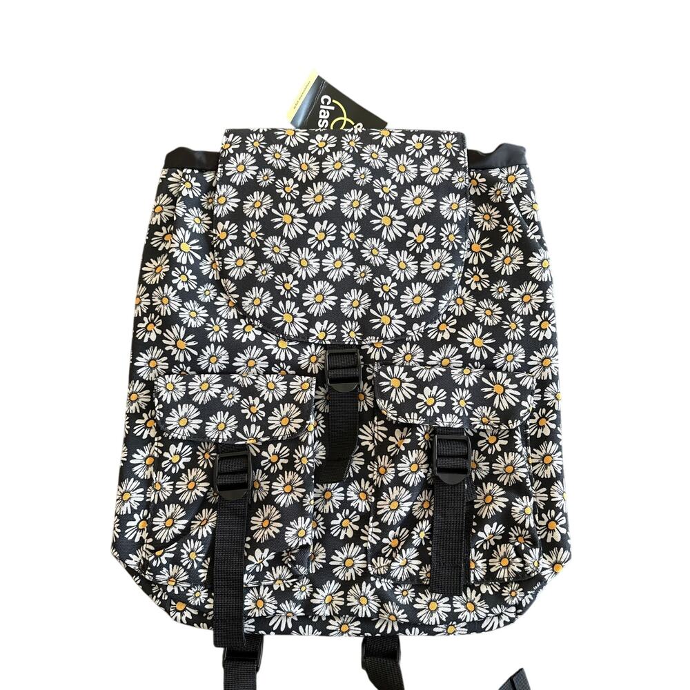 Art Class Daisy Floral Mini Backpack Purse Black White Drawstring NWT Target